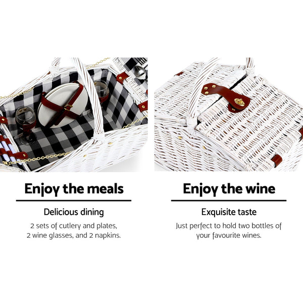 Alfresco 2 Person Picnic Basket Baskets Outdoor Insulated Blanket Picnic Baskets & Backpacks