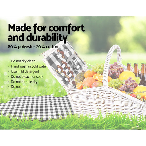 Alfresco 2 Person Picnic Basket Baskets Outdoor Insulated Blanket Picnic Baskets & Backpacks