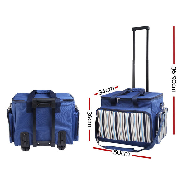 Alfresco 6 Person Picnic Basket Set Bag Cooler Wheels Insulated Picnic Baskets & Backpacks