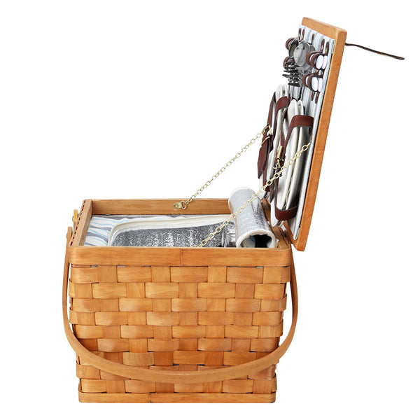 Alfresco Picnic Basket Set Cooler Bag 4 Person Outdoor Insulated Liquor Picnic Baskets & Backpacks