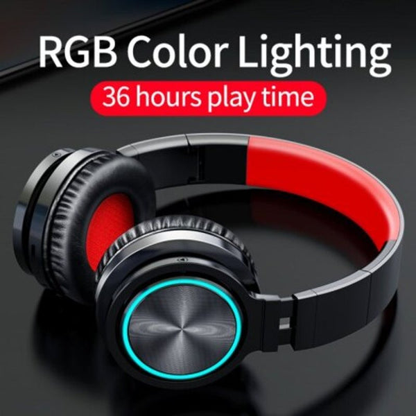 B12 Wireless Bluetooth 5.0 Glowing Earphone With Mic For Phone Pc Red Headphones