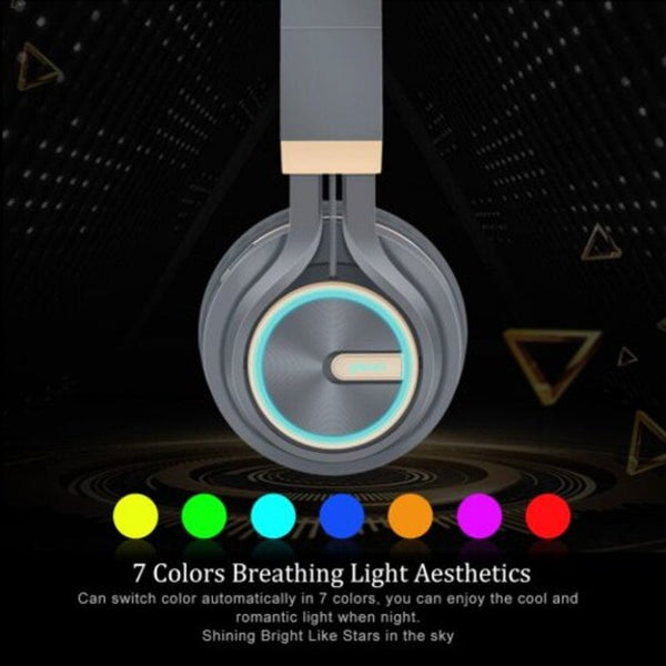 B6 Bluetooth Over Ear Wireless Headsets With Cool 7 Color Led Lightfor Phone Rose Gold Headphones