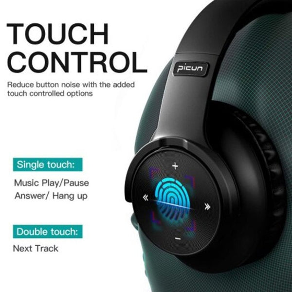 B8 Bluetooth V5.0 40H Playtime Touch Control Wireless With Mic For Phone Black Headphones