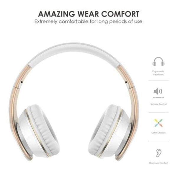 I65 Wired Headphones With Mic Over Ear Bass Stereo Hifi Sound For Phone Pc White Headsets
