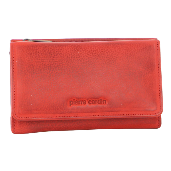 Wallets Pierre Cardin Womens Soft Italian Leather Rfid Purse Wallet Rustic Trifold Red