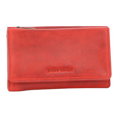 Wallets Pierre Cardin Womens Soft Italian Leather Rfid Purse Wallet Rustic Trifold Red