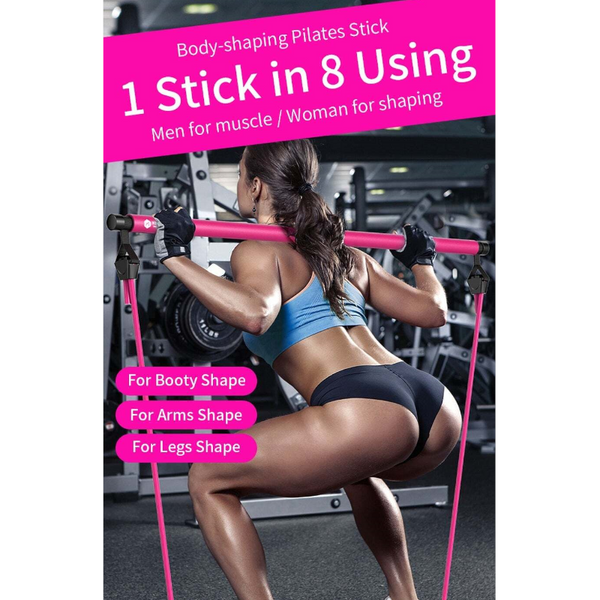 Pilates Bar Kit With Resistance Band Exercise Stick Toning Fitness Home Yoga Gym Body Workout Yoga & Pilates Accessories