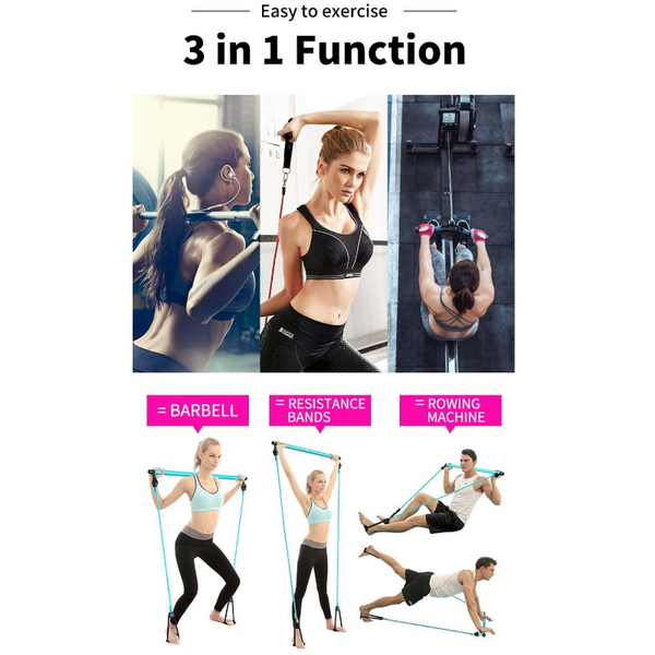 Yoga & Pilates Accessories Pilates Bar Kit With Resistance Band Exercise Stick Toning Fitness Home Yoga Gym Body Workout