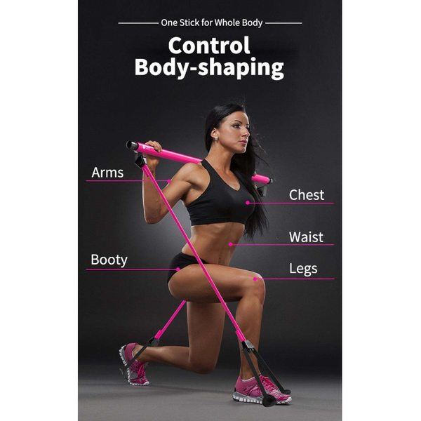 Pilates Bar Kit With Resistance Band Exercise Stick Toning Fitness Home Yoga Gym Body Workout Yoga & Pilates Accessories