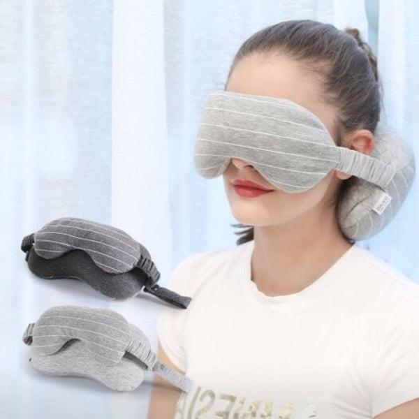 Pillow And Eye Mask 2 In 1 For Travel Any Sitting Position Neck Support Multi B