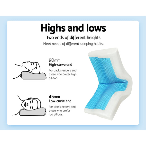 Giselle Memory Foam Contour Pillow Cool Gel Bamboo Cover Pillows