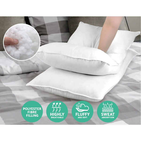 Giselle Bedding King Size 4 Pack Pillow Medium*2 Firm*2 Microfibre Fiiling