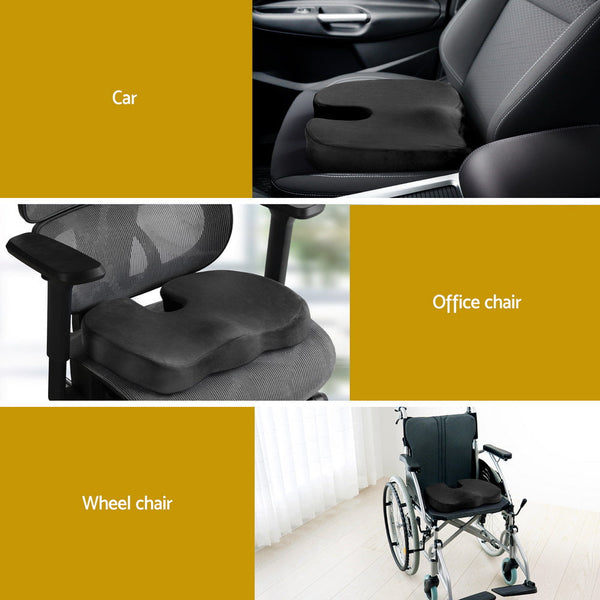 Giselle Seat Cushion Memory Foam Pillow Back Chair Pad Black Seat & Posture Cushions