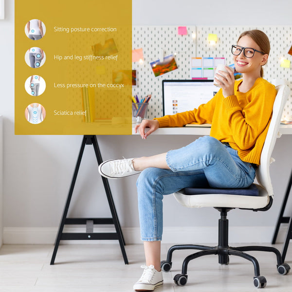 Giselle Seat Cushion Memory Foam Pillow Back Chair Pad Blue Seat & Posture Cushions