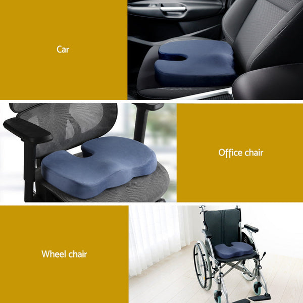 Giselle Seat Cushion Memory Foam Pillow Back Chair Pad Blue Seat & Posture Cushions