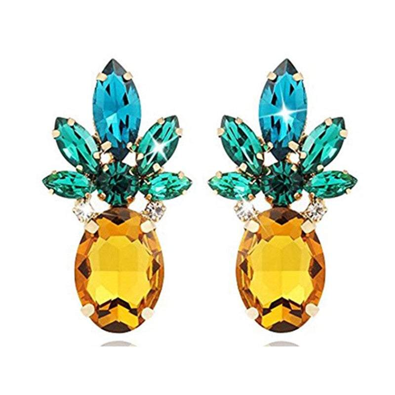 Veile Studios Pineapple Vibrant Colour Jewellery With Crystal Glass Beads Earrings