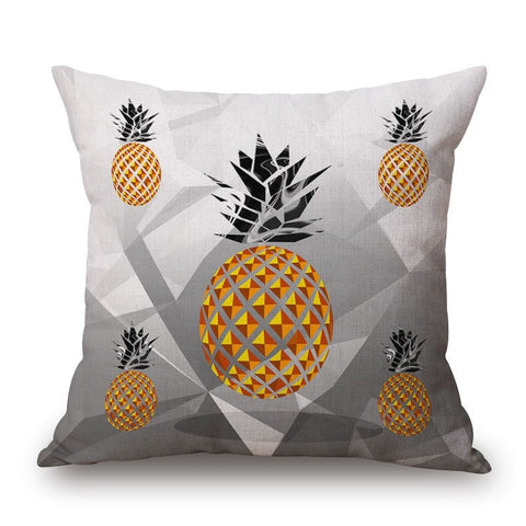 Pineapples On Cotton Linen Pillow Cover