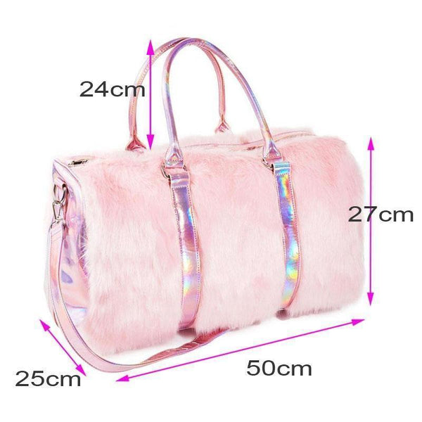 Pink Fur Duffle Bag