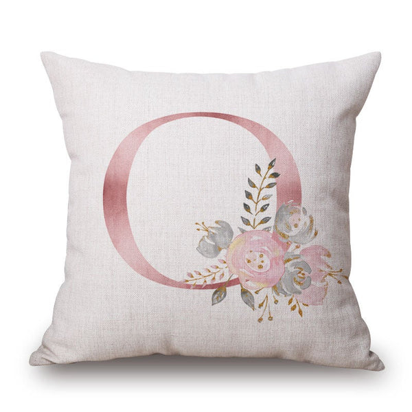 Pink Letter Flowers Pretty Cushion Cover Cushions & Decorative Pillows