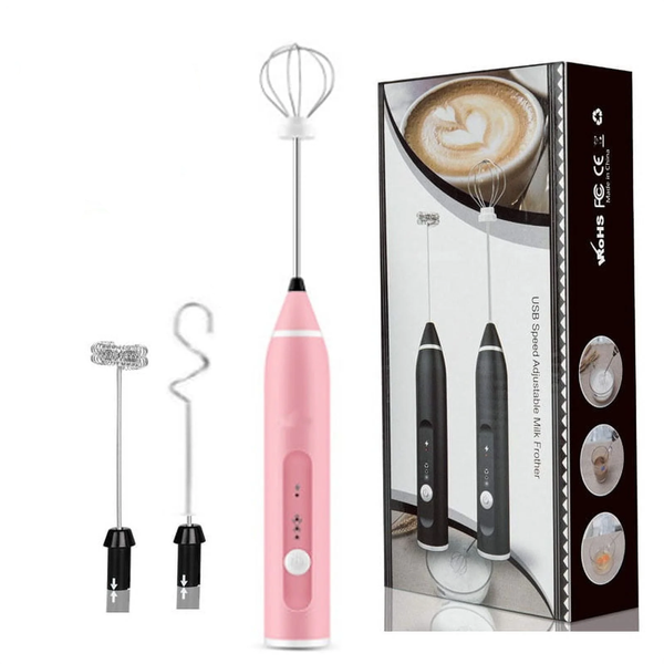 Elosung Pink 304 Stainless Steel Handheld Electric Milk Frother Egg Beater Paint Mixer And Powder Whisk Milk Frothers
