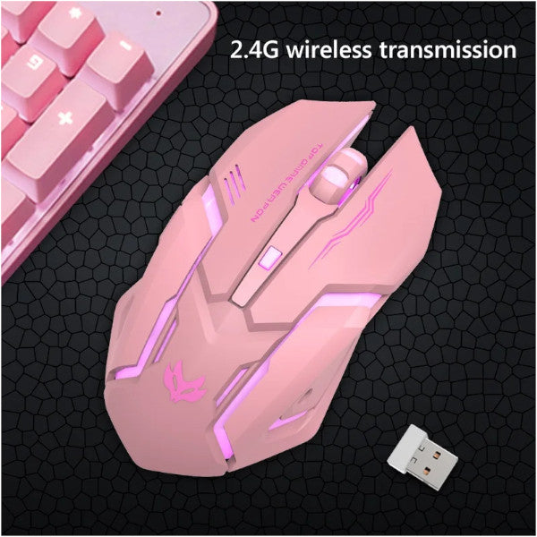 Pink Black T1 Ergonomic 2.4G Rechargeable Mouse For Pc Computer Silent Backlit Usb Optical Wireless Gaming Mice Trackballs & Touchpads