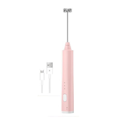 Pink Cordless Drink Mixer & Frother Wand Usb Powered (Spring Bubbler Head) Handheld Mixers
