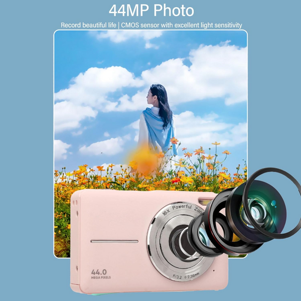 Elosung Pink Dc403 Digital Camera Bundle Fixed Focus 2.4 Inch Screen 32Gb Memory Card Included Digital Cameras