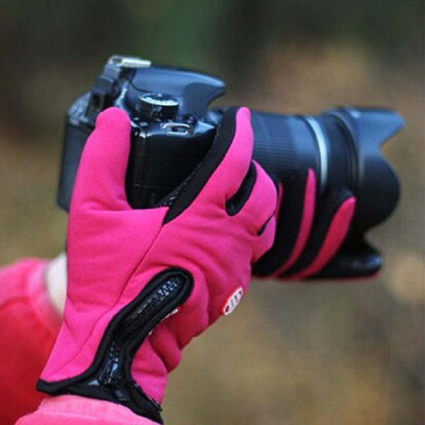 Outdoor Sport For Men Women Skiing With Cold Proof Touch Screen Pink Gloves