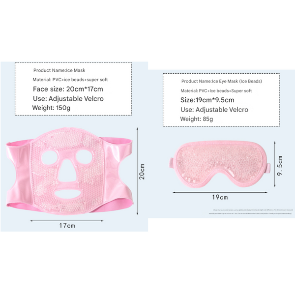 Pink Reusable Cooling Gel Bead Face Mask And Eye Set Soothing Therapy For Puffy Eyes Headaches Facial Relaxation Skin Masks