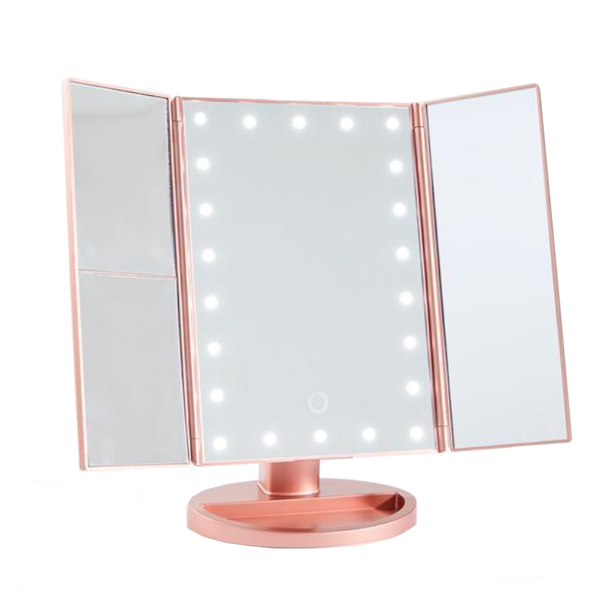 Pink Tri Fold Led Magnifying Makeup Mirror Makeup Mirrors