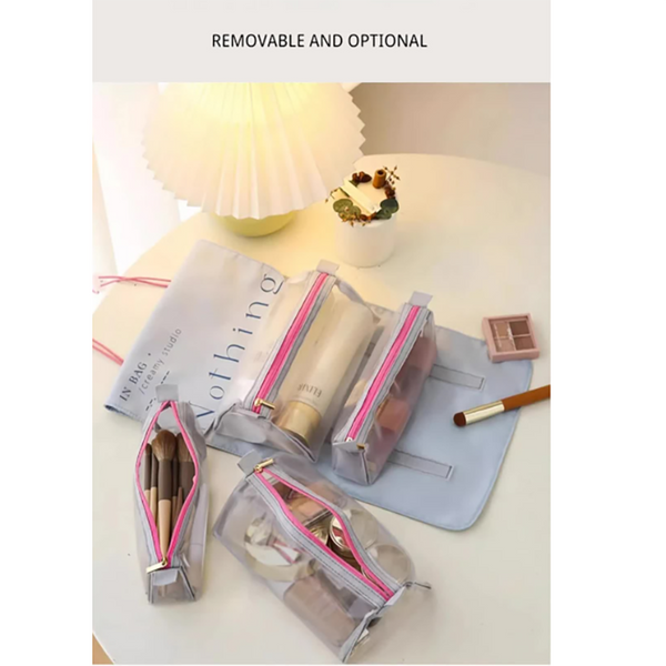 Pink 4 In 1 Cosmetic Storage Bag Removable Travel Organizer For Makeup Toiletries And Small Accessories Makeup Bags & Cases
