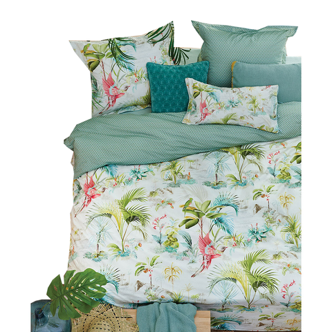 Pip Studio Palm Scenes White Cotton Quilt Cover Set King Quilt Covers