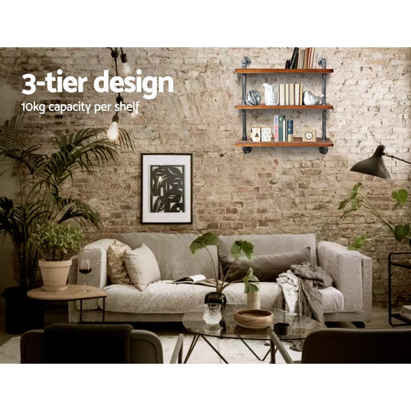 Artiss Display Shelves Wall Brackets Bookshelf Diy Pipe Shelf Rustic Bookshelves