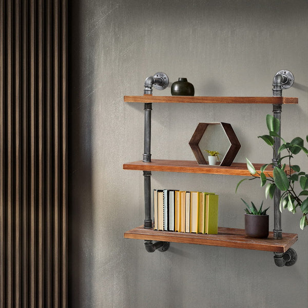 Artiss Display Shelves Wall Brackets Bookshelf Diy Pipe Shelf Rustic Bookshelves
