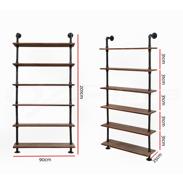 Artiss Wall Shelves Display Bookshelf Rustic Diy Pipe Shelf Brackets Bookshelves