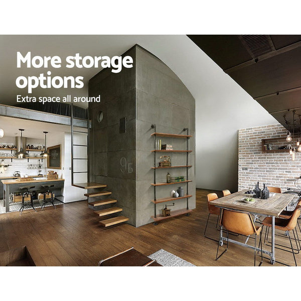 Artiss Wall Shelves Display Bookshelf Rustic Diy Pipe Shelf Brackets Bookshelves