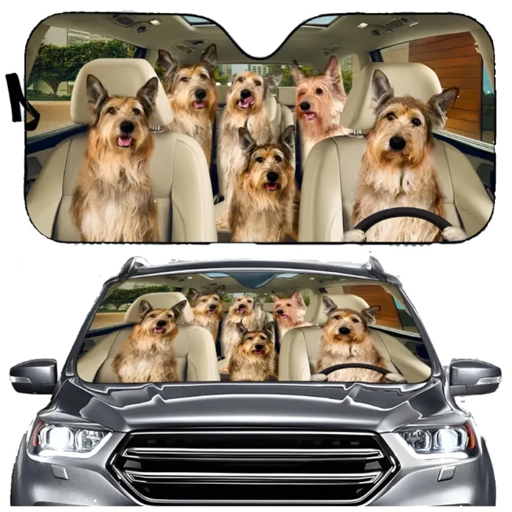 Pitbull Dog Family Car Sunshade Funny Gift For Him Dad Vehicle Accessories Sun Visors