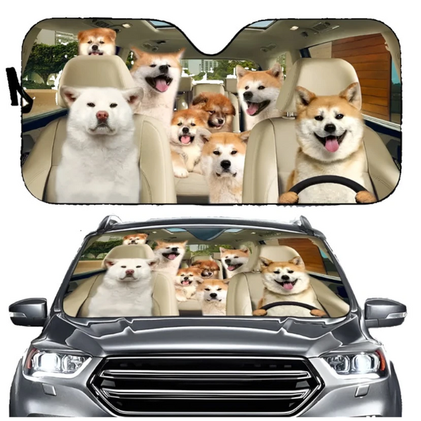 Pitbull Dog Family Car Sunshade Funny Gift For Him Dad Vehicle Accessories Sun Visors