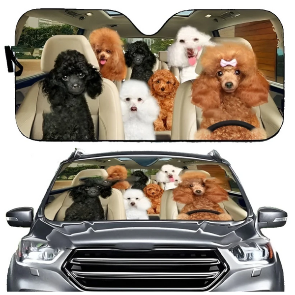 Pitbull Dog Family Car Sunshade Funny Gift For Him Dad Vehicle Accessories Sun Visors