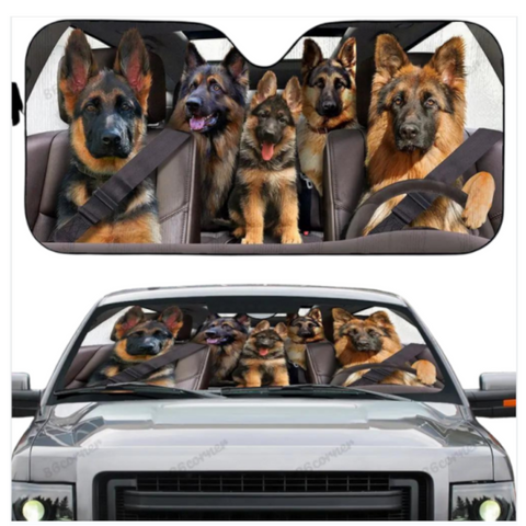 Pitbull Dog Family Car Sunshade Funny Gift For Him Dad Vehicle Accessories Sun Visors