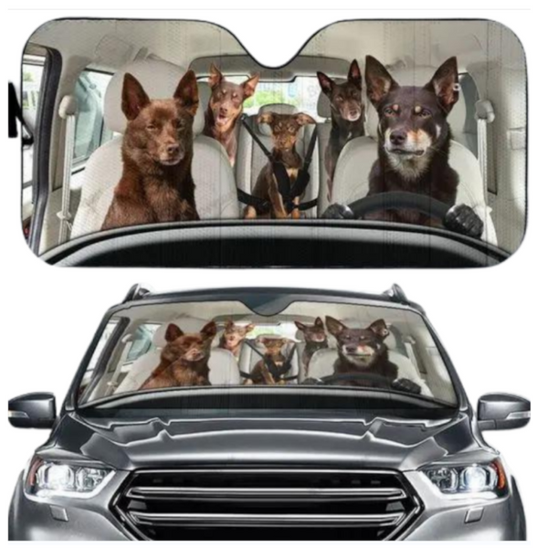 Pitbull Dog Family Car Sunshade Funny Gift For Him Dad Vehicle Accessories Sun Visors