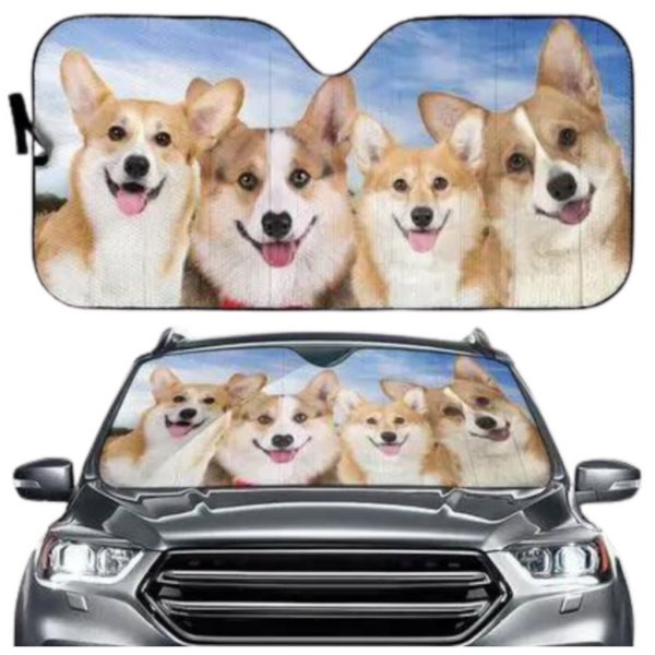 Pitbull Dog Family Car Sunshade Funny Gift For Him Dad Vehicle Accessories Sun Visors