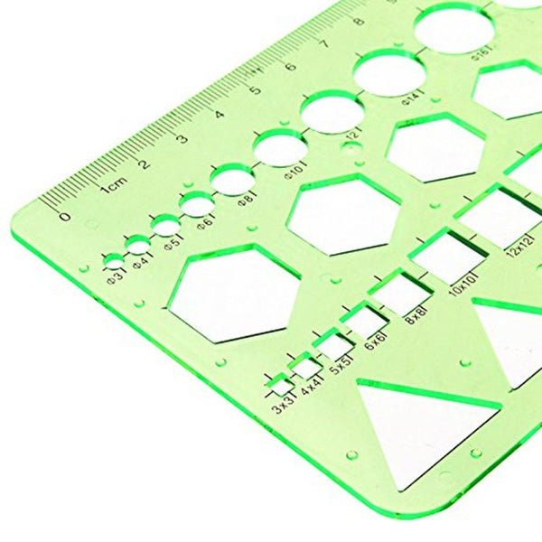 Plastic Measuring Templates Geometric Ruler With 4 Designs For Office And School 8.6 X 4.2 Inch Green Other Drawing Supplies