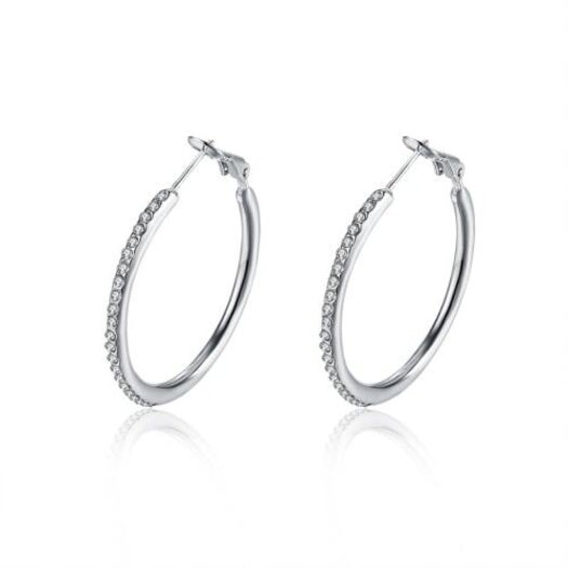 Veile Studios Platinum Round Czech Diamond Silver Earrings