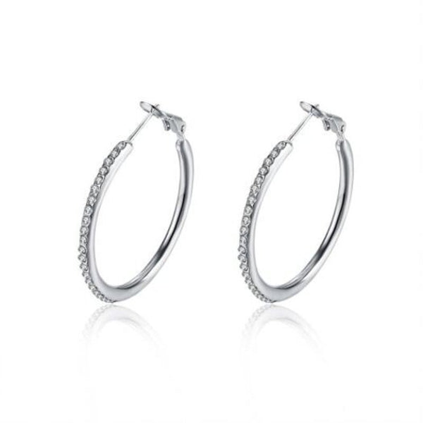 Veile Studios Platinum Round Czech Diamond Silver Earrings