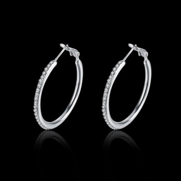 Veile Studios Platinum Round Czech Diamond Silver Earrings
