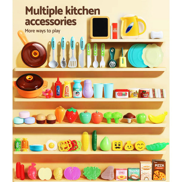 Keezi Kids Kitchen Playset Pretend Food Sink Cooking Utensils 73Pcs