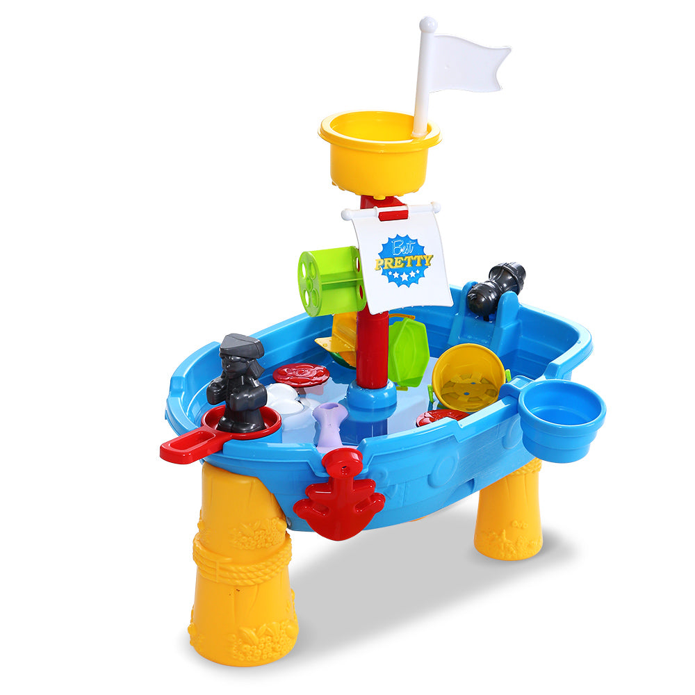 Keezi Kids Beach Sand And Water Toys Outdoor Table Pirate Ship Childrens Sandpit Sand & Water Tables