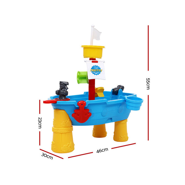 Keezi Kids Beach Sand And Water Toys Outdoor Table Pirate Ship Childrens Sandpit Sand & Water Tables
