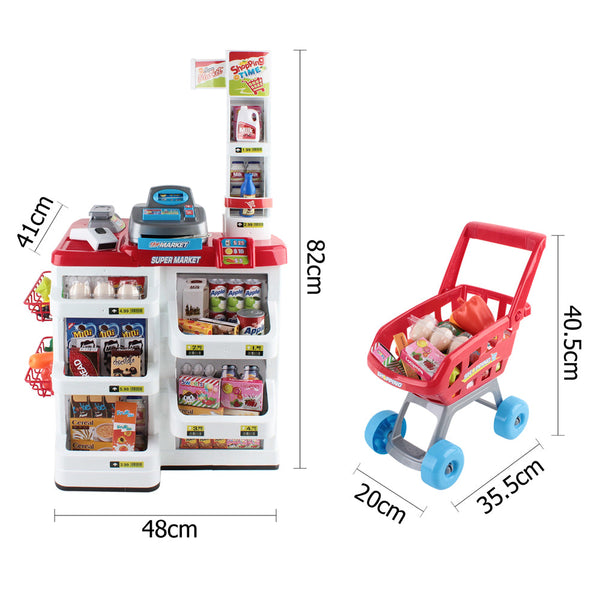 Keezi 24 Piece Kids Super Market Toy Set Red & White Pretend Shops